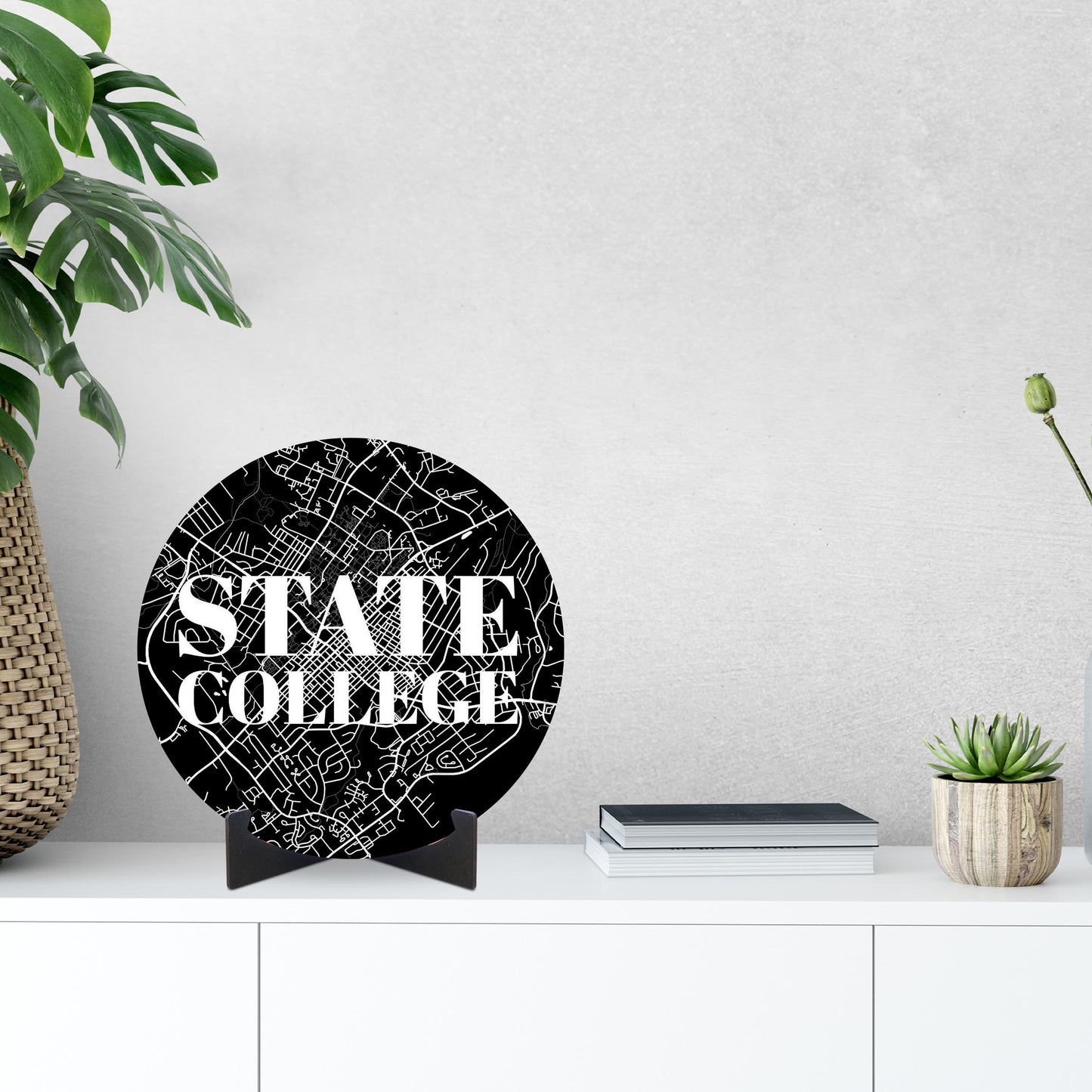 Minimalistic B&W Pennsylvania State College Map | Wood Sign | Eaches | Min 1