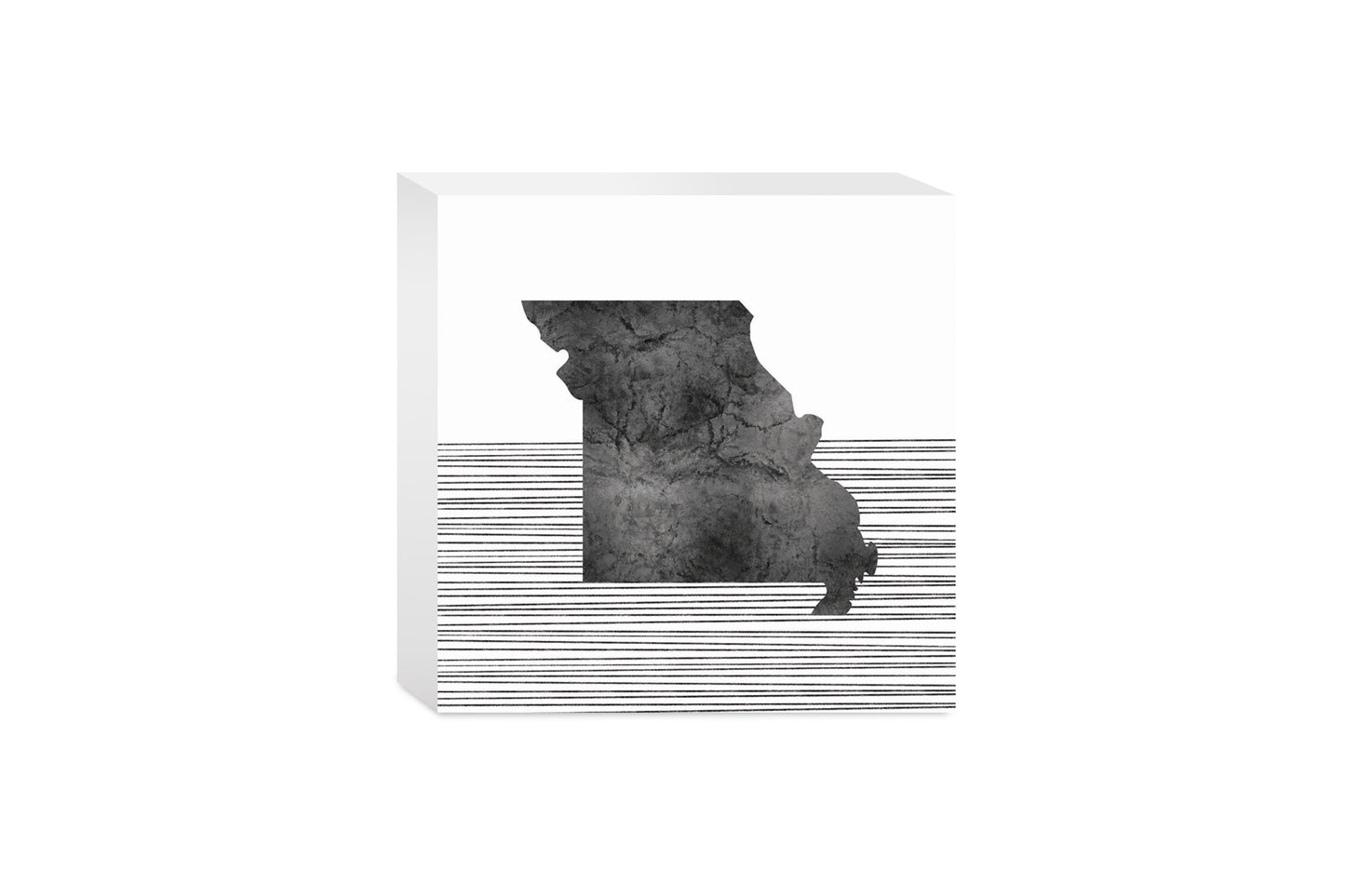 Minimalist B&W Missouri State With Straight Lines | Wood Block | Eaches | Min 4