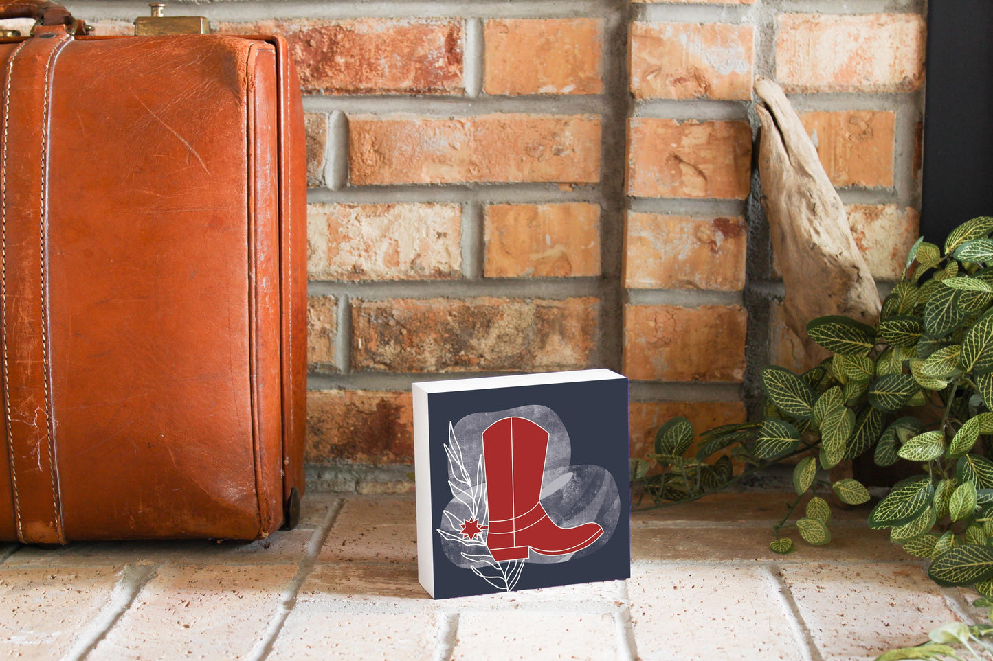 Modern Minimalist Texas Colors Boot | Wood Block | Eaches | Min 4