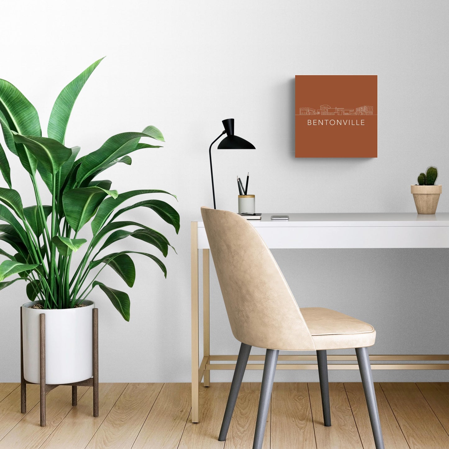 Modern Minimalist Arkansas Bentonville Skyline | Wood Sign | Eaches | Min 2