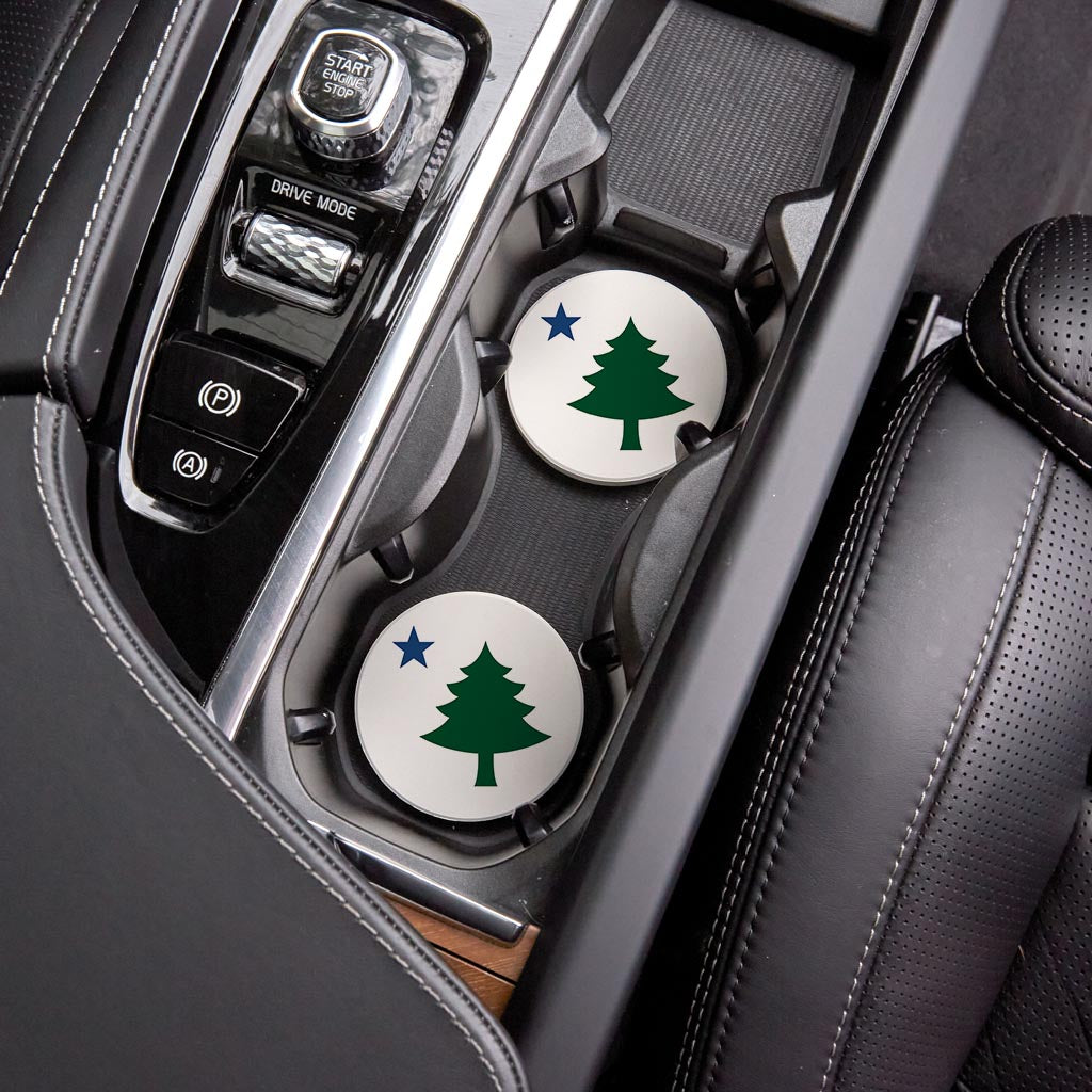 New England Star And Tree | Absorbent Car Coasters | Set of 2 | Min 4