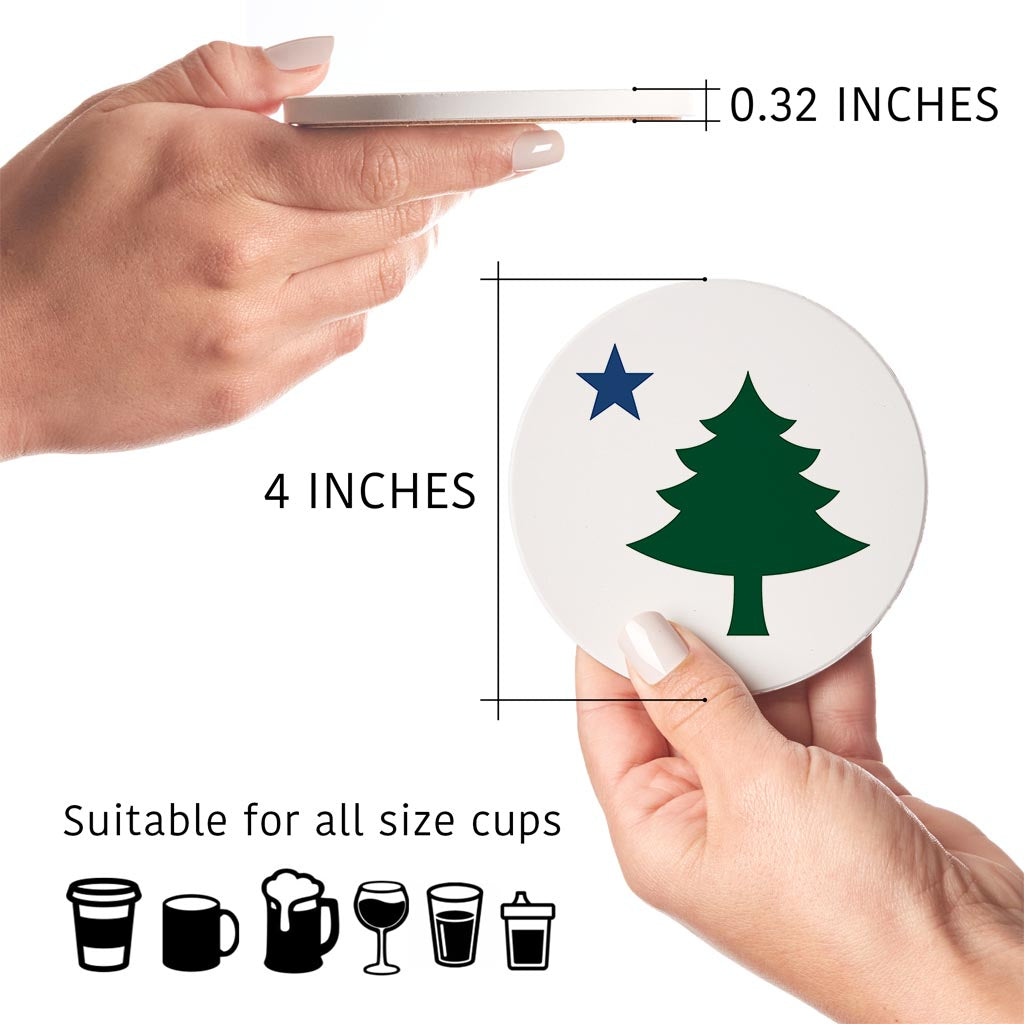 New England Star With Icons| Absorbent Coasters | Set of 4 | Min 2