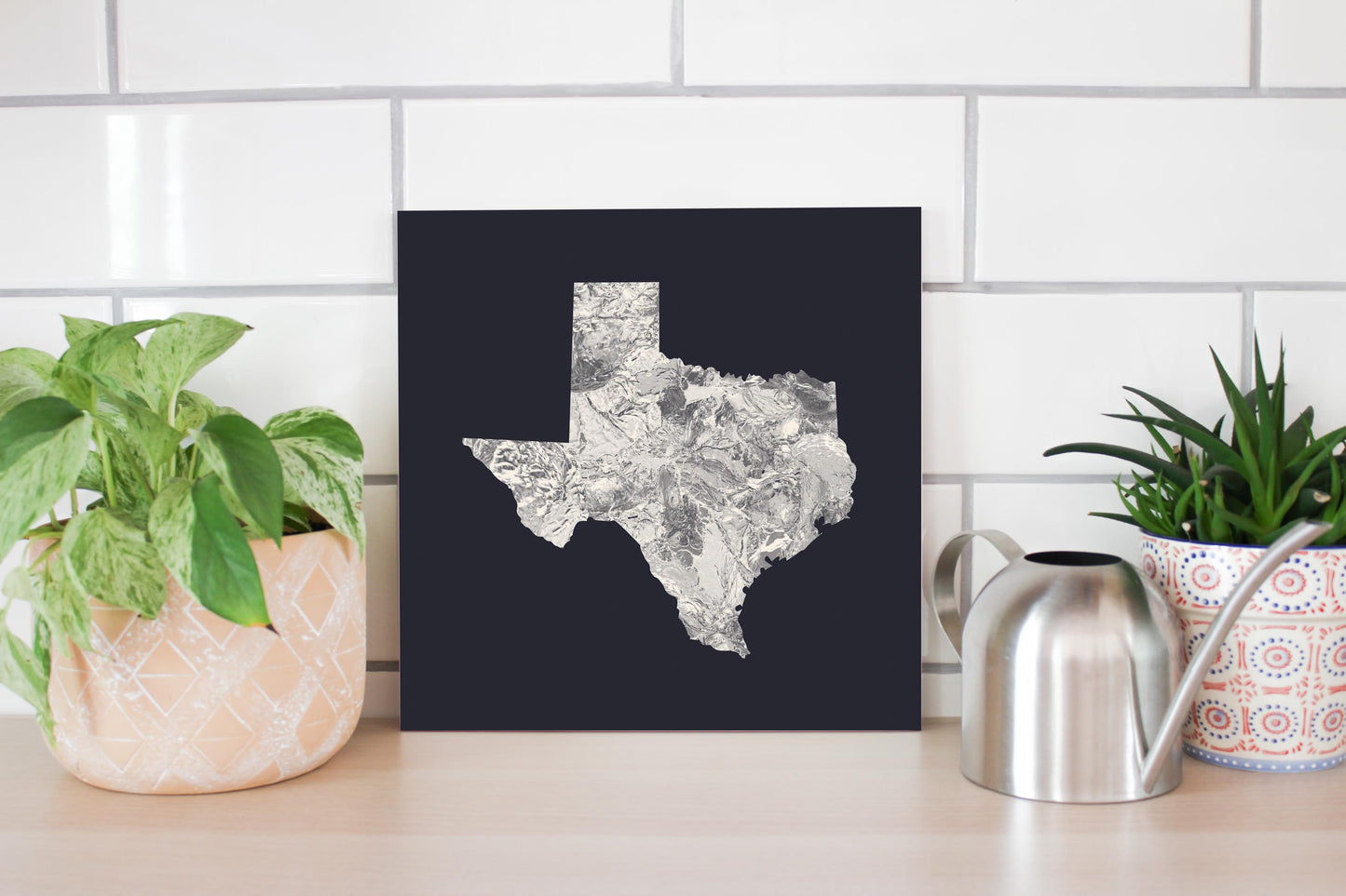 Modern Minimalist Texas Metal State Shape | Wood Sign | Eaches | Min 2
