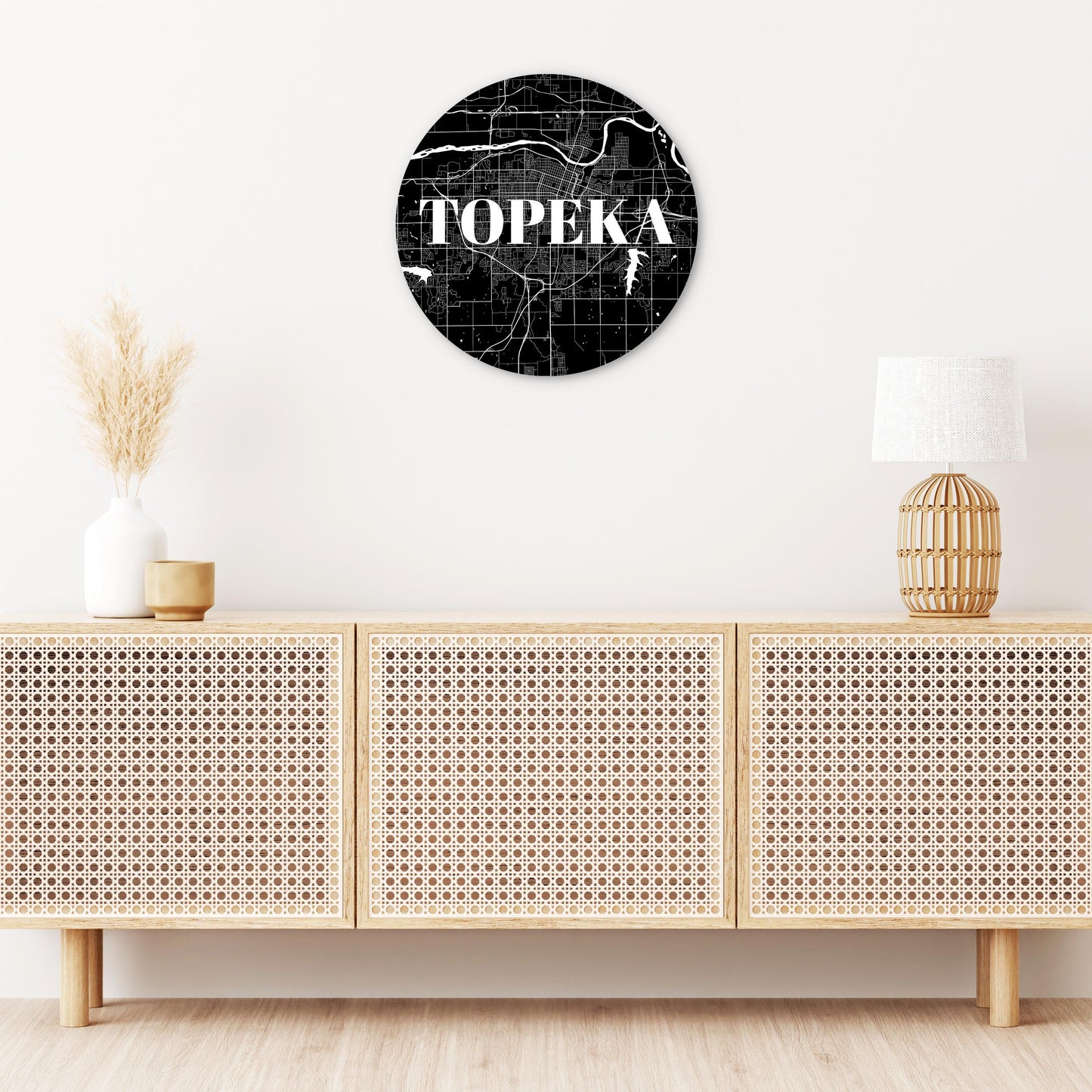 Minimalist B&W Kansas Topeka Map | Wood Sign | Eaches | Min 1