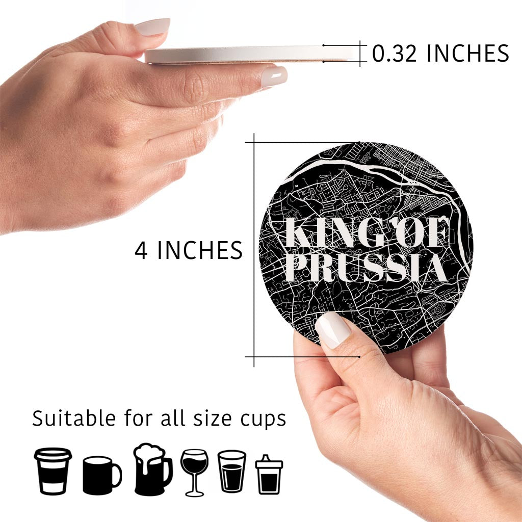 Minimalistic B&W Pennsylvania King Of Prussia Maps Love| Absorbent Coasters | Set of 4 | Min 2