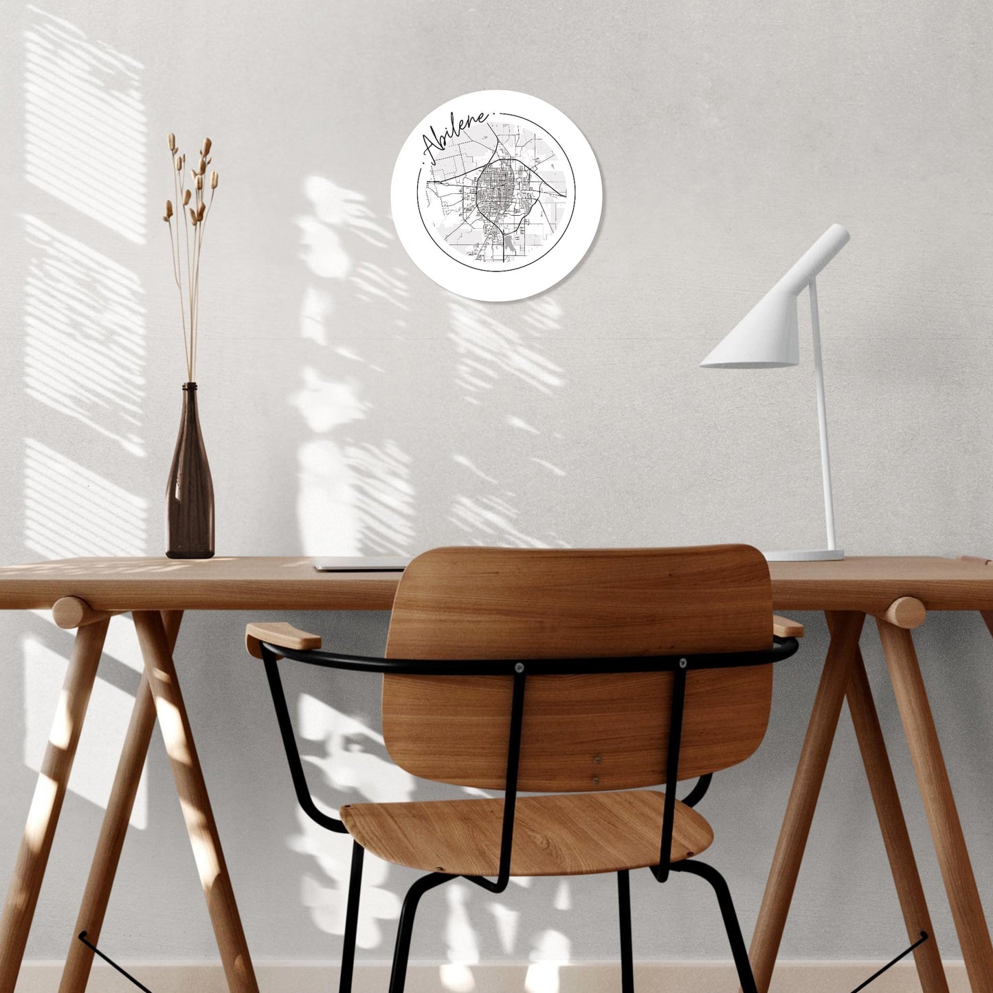 Minimalist B&W Texas Abilene Circle Map | Wood Sign | Eaches | Min 1