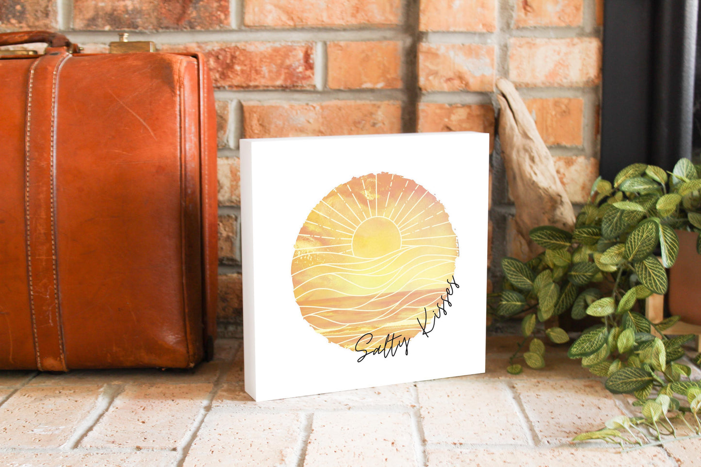 Salty Kisses Orange Art | Wood Block | Eaches | Min 2