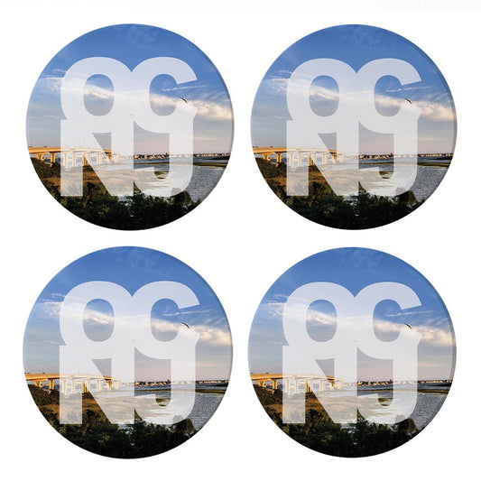 OCNJ Photo With Text | Absorbent Coasters | Set of 4 | Min 2