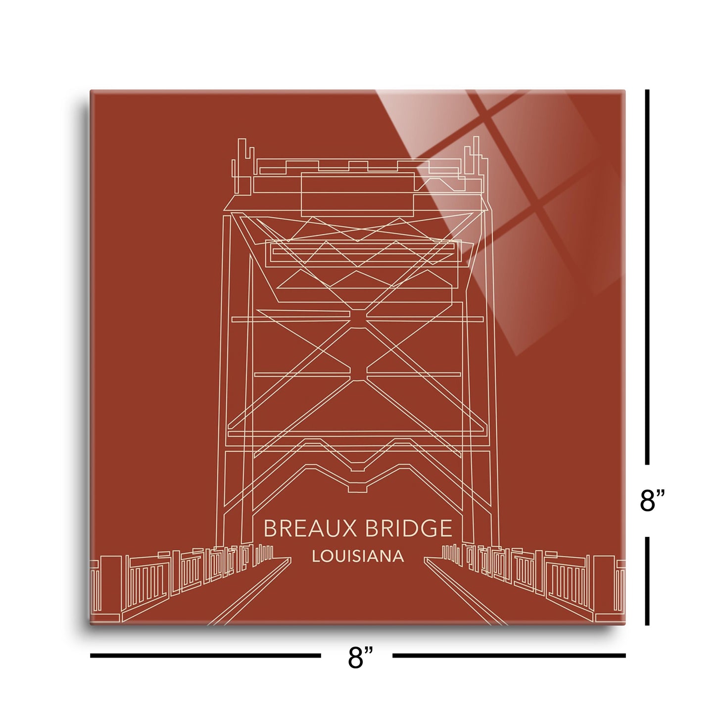 Modern Minimalist Louisiana Breaux Bridge Line Drawing | Hi-Def Glass Art | Eaches | Min 2