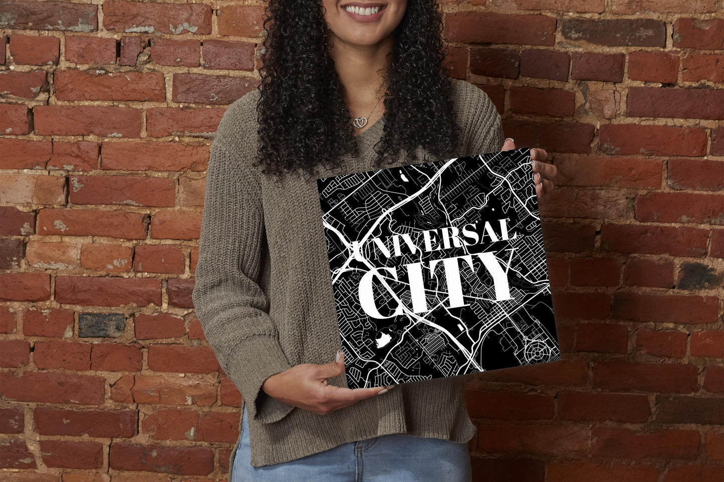 Minimalistic B&W Texas Universal City Map | Wood Sign | Eaches | Min 2