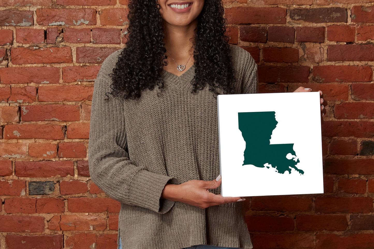 Blue White Louisiana State Shape | Wood Block | Eaches | Min 2