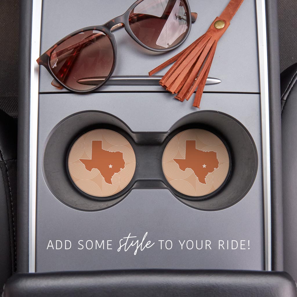 Modern Minimalist Texas Austin Star| Absorbent Car Coasters | Set of 2 | Min 4