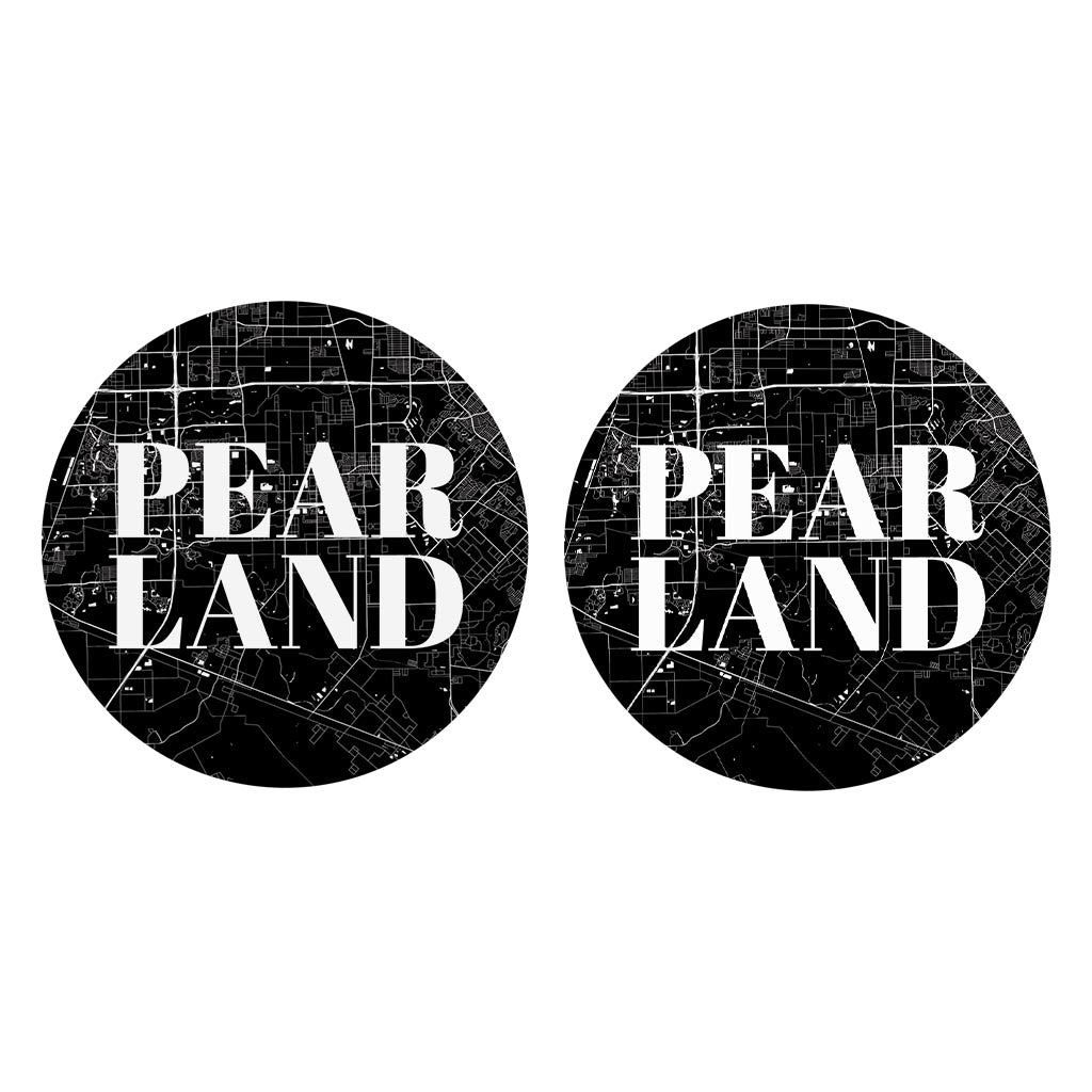 Minimalistic B&W Texas Pearland City Map | Absorbent Car Coasters | Set of 2 | Min 4
