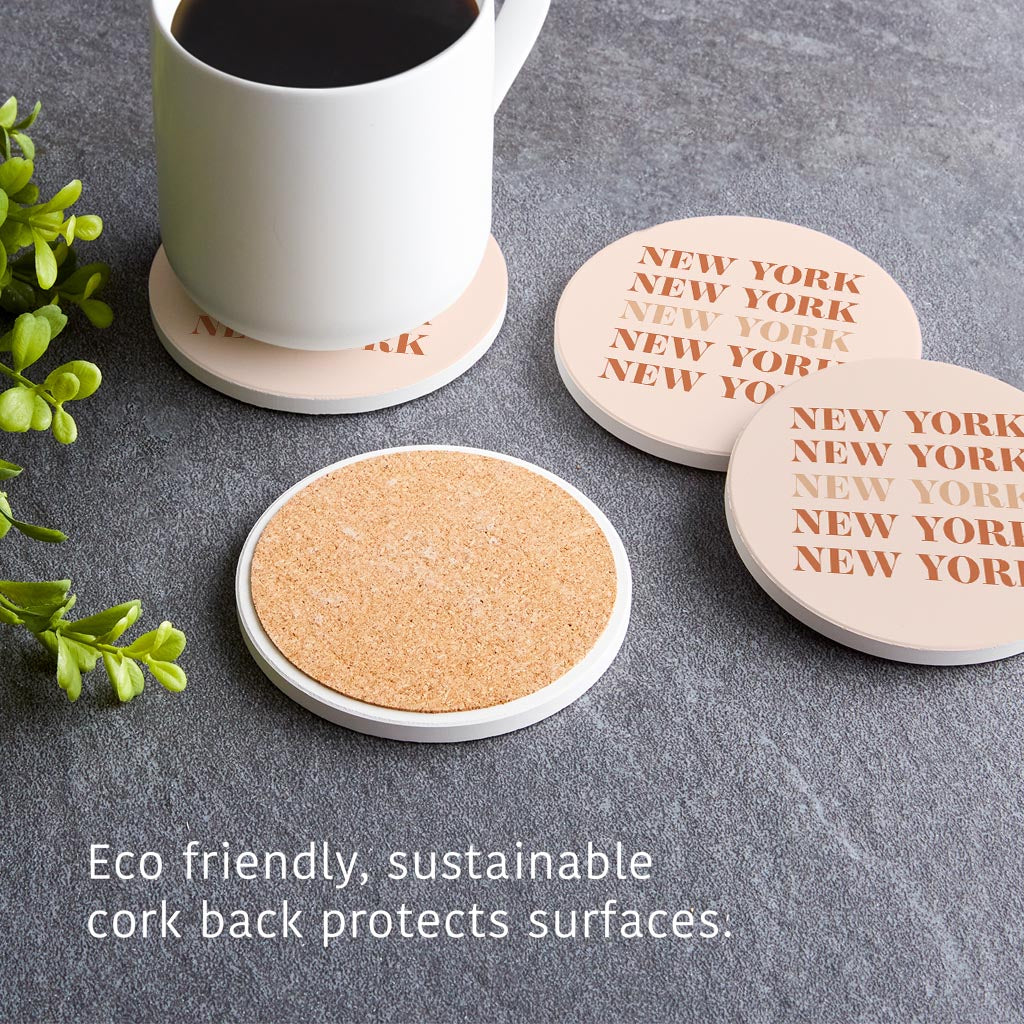 Modern Minimalist New York Repeated Light | Absorbent Coasters | Set of 4 | Min 2