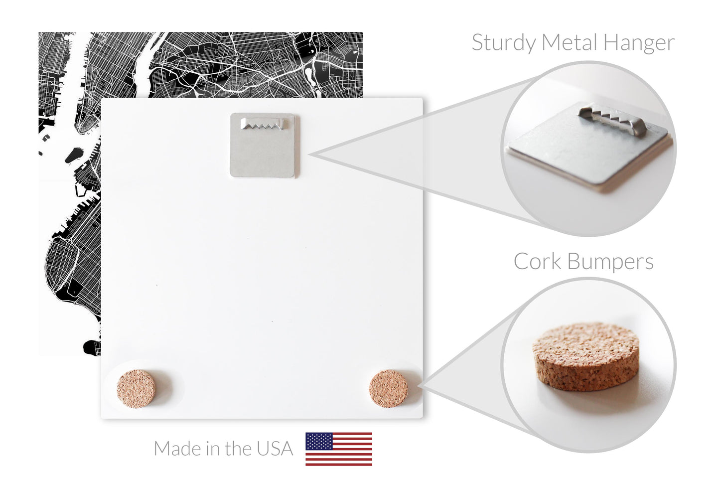 Minimalistic B&W New York Brooklyn Map | Hi-Def Glass Art | Eaches | Min 1