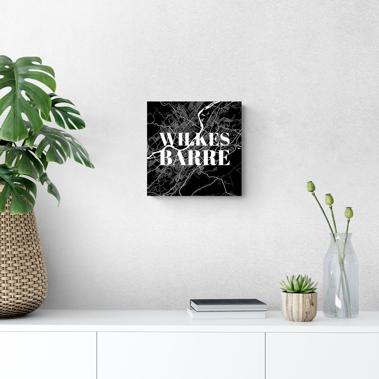 Minimalistic B&W Pennsylvania Wilkes Barre Map | Wood Sign | Eaches | Min 2