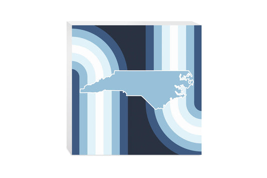 Blue Shades North Carolina State Retro Thick Lines | Wood Block | Eaches | Min 2
