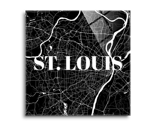 Minimalist B&W Missouri St Louis Map | Hi-Def Glass Art | Eaches | Min 2