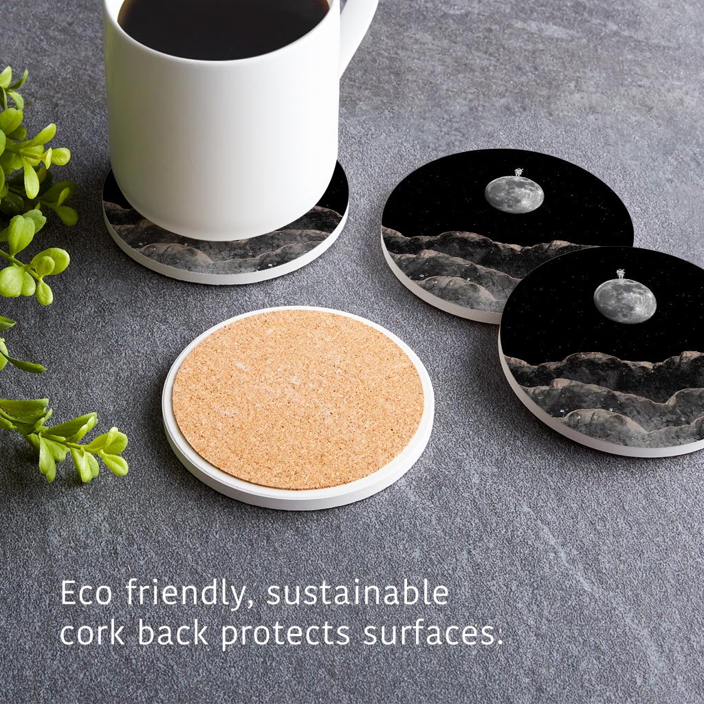 Tiny Moon Man | Absorbent Coasters | Set of 4 | Min 2