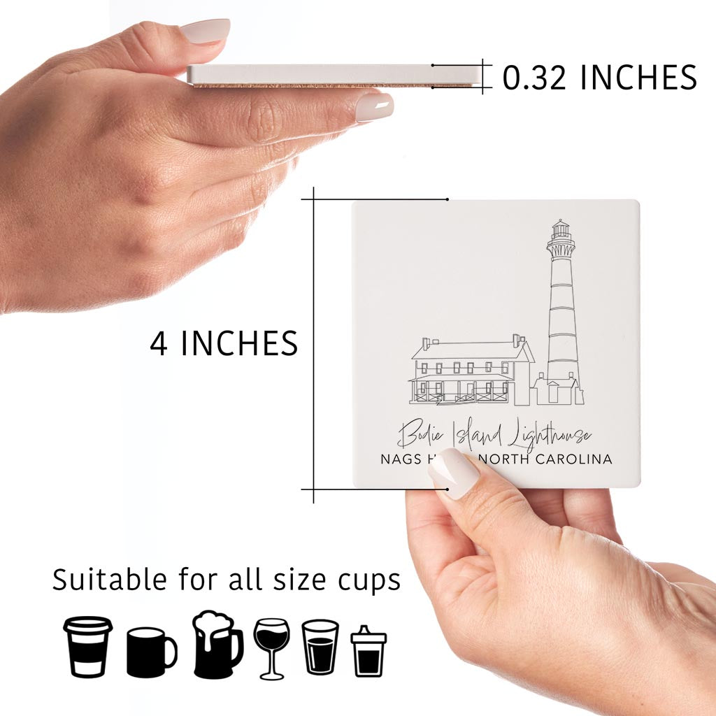 Bodie Island Lighthouse | Absorbent Coasters | Set of 4 | Min 2