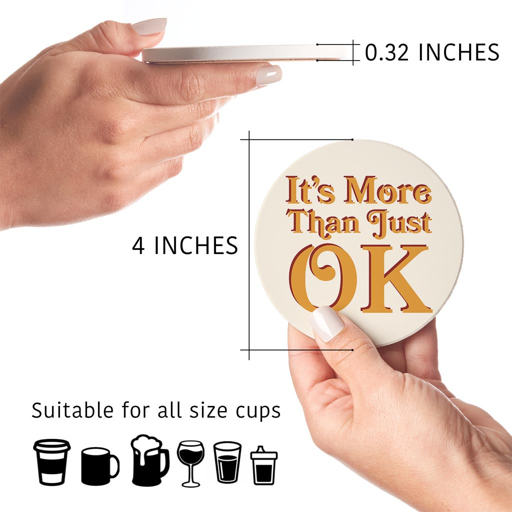 Modern Minimalist Oklahoma More Than Just Ok| Absorbent Coasters | Set of 4 | Min 2