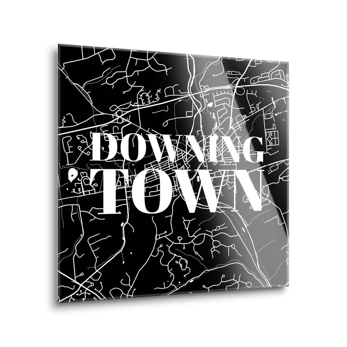Minimalistic B&W Pennsylvania Downingtown Map | Hi-Def Glass Art | Eaches | Min 1