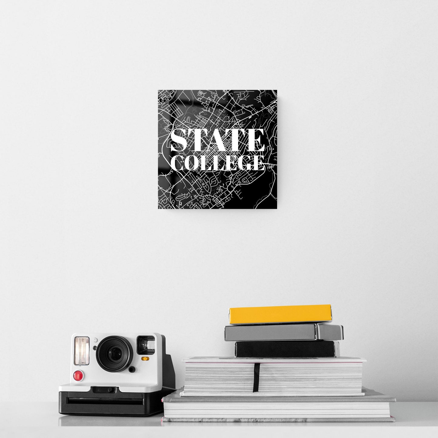 Minimalistic B&W Pennsylvania State College Map | Hi-Def Glass Art | Eaches | Min 2
