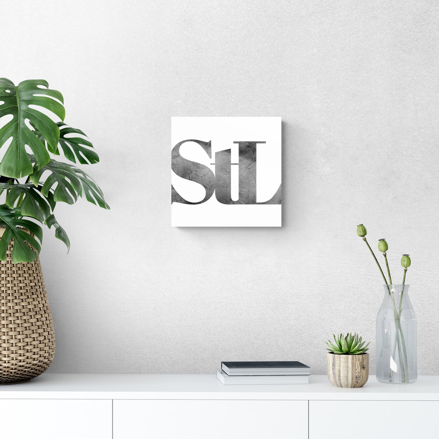 Minimalist B&W Missouri St Louis White Initials | Hi-Def Glass Art | Eaches | Min 1