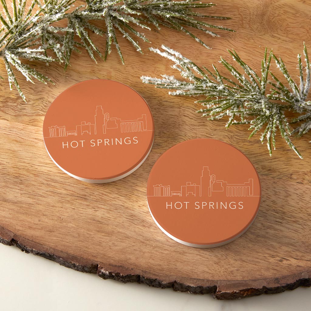Modern Minimalist Arkansas Hot Springs | Absorbent Car Coasters | Set of 2 | Min 4