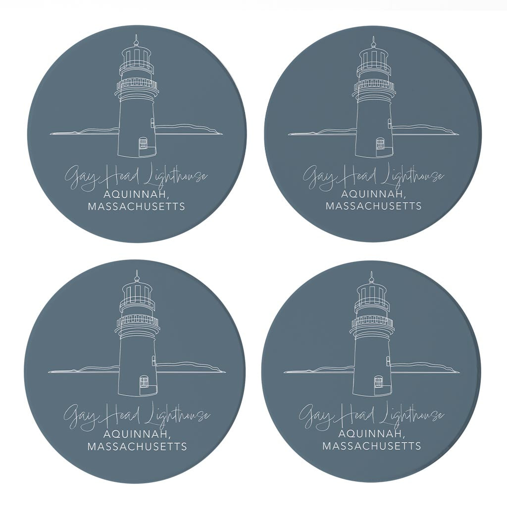 Gay Head Lighthouse Muted Coastal | Absorbent Coasters | Set of 4 | Min 2