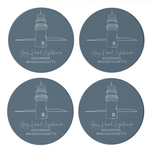Gay Head Lighthouse Muted Coastal | Absorbent Coasters | Set of 4 | Min 2