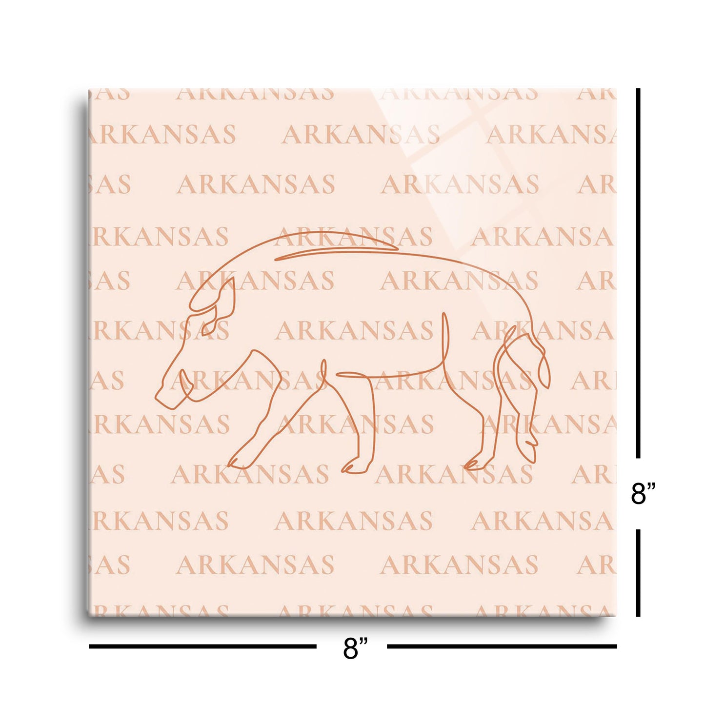 Modern Minimalist Arkansas Hog Line Drawing | Hi-Def Glass Art | Eaches | Min 2