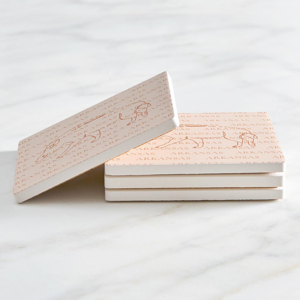 Modern Minimalist Arkansas Hog Line Drawing | Absorbent Coasters | Set of 4 | Min 2