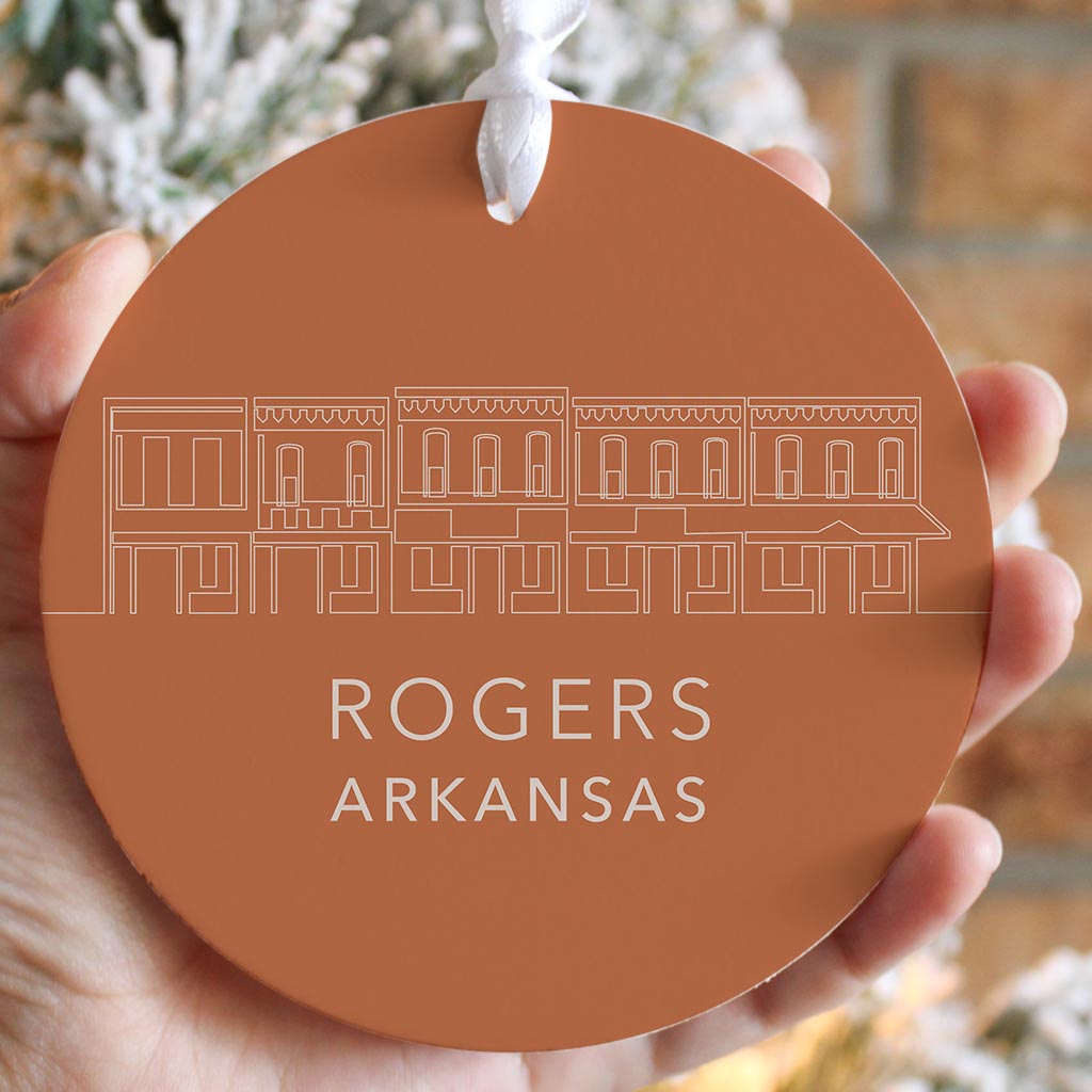 Modern Minimalist Arkansas Rogers Skyline State | Wood Ornament | Eaches | Min 6