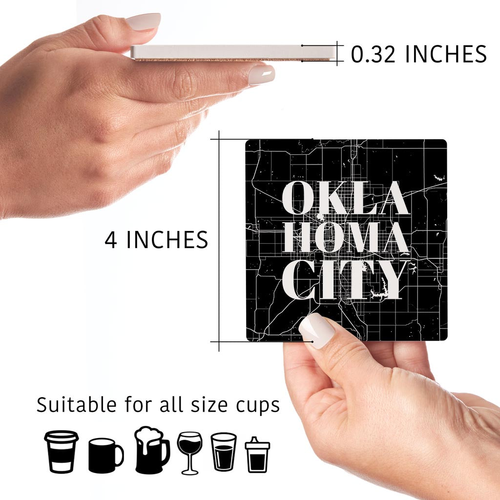 Modern Black White Oklahoma Set | Absorbent Coasters | Set of 4 | Min 2