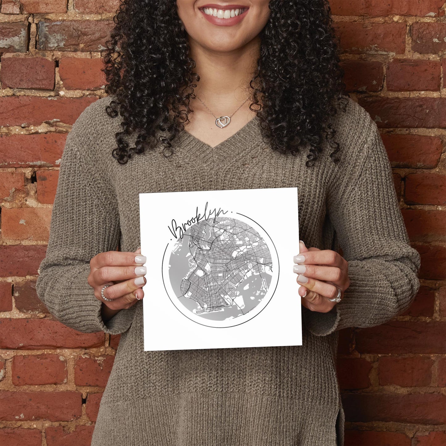 Minimalistic B&W New York Brooklyn Circle Map | Hi-Def Glass Art | Eaches | Min 2