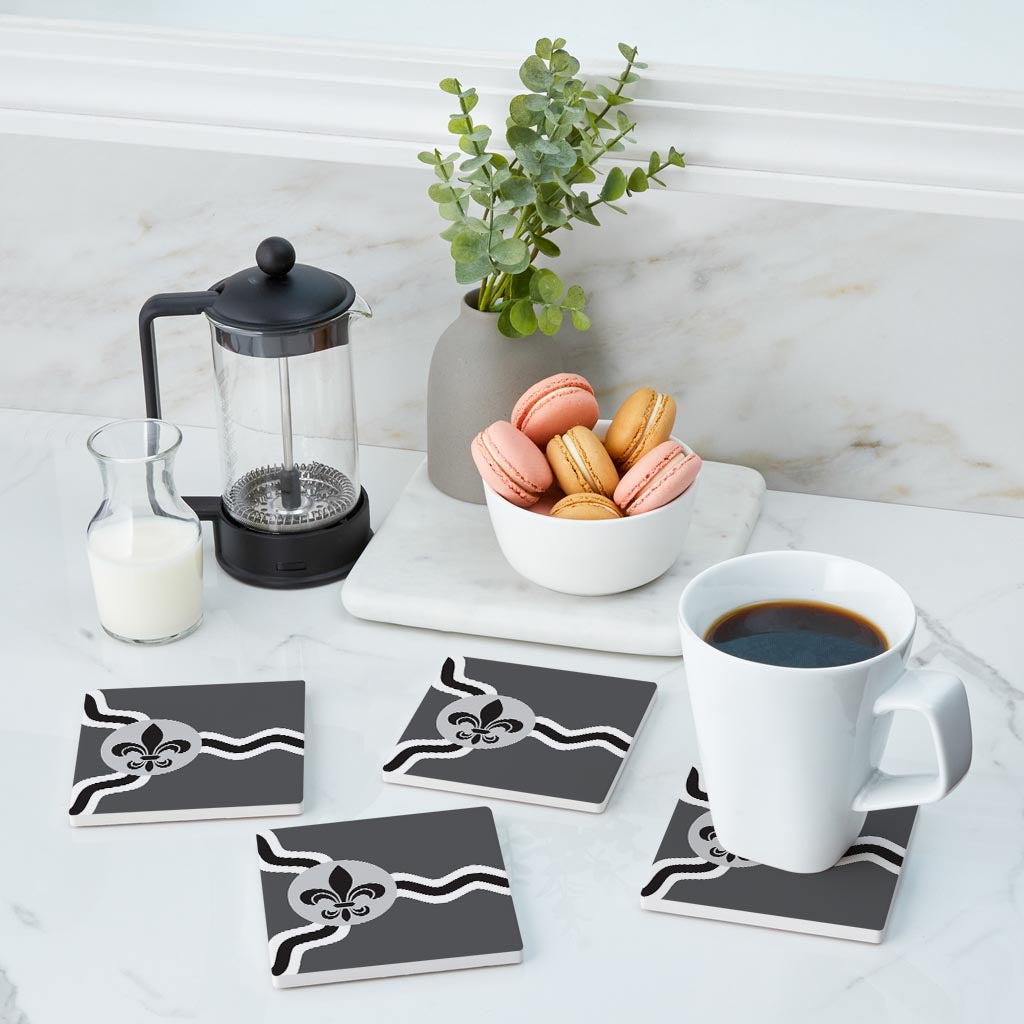 Minimalist B&W Missouri St Louis Flag | Absorbent Coasters | Set of 4 | Min 2