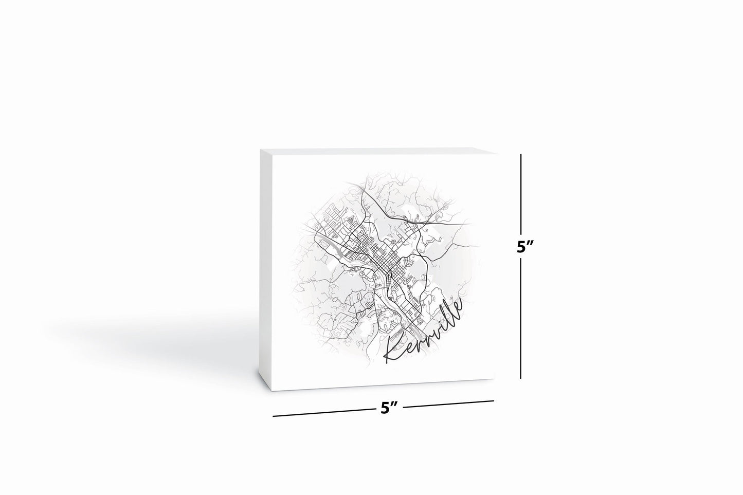 Minimalistic B&W Texas Kerrville Circle Map | Wood Block | Eaches | Min 4