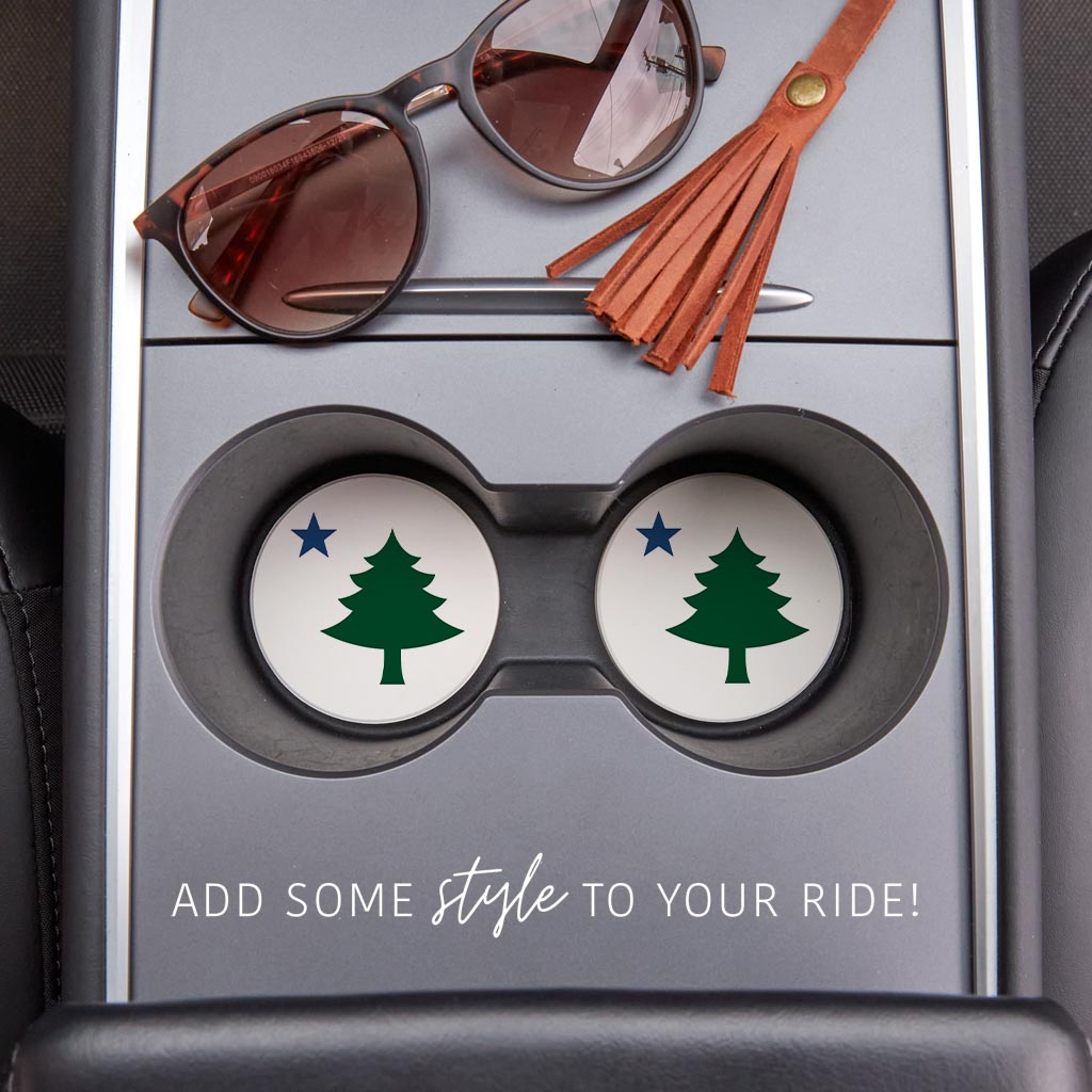 New England Star And Tree | Absorbent Car Coasters | Set of 2 | Min 4