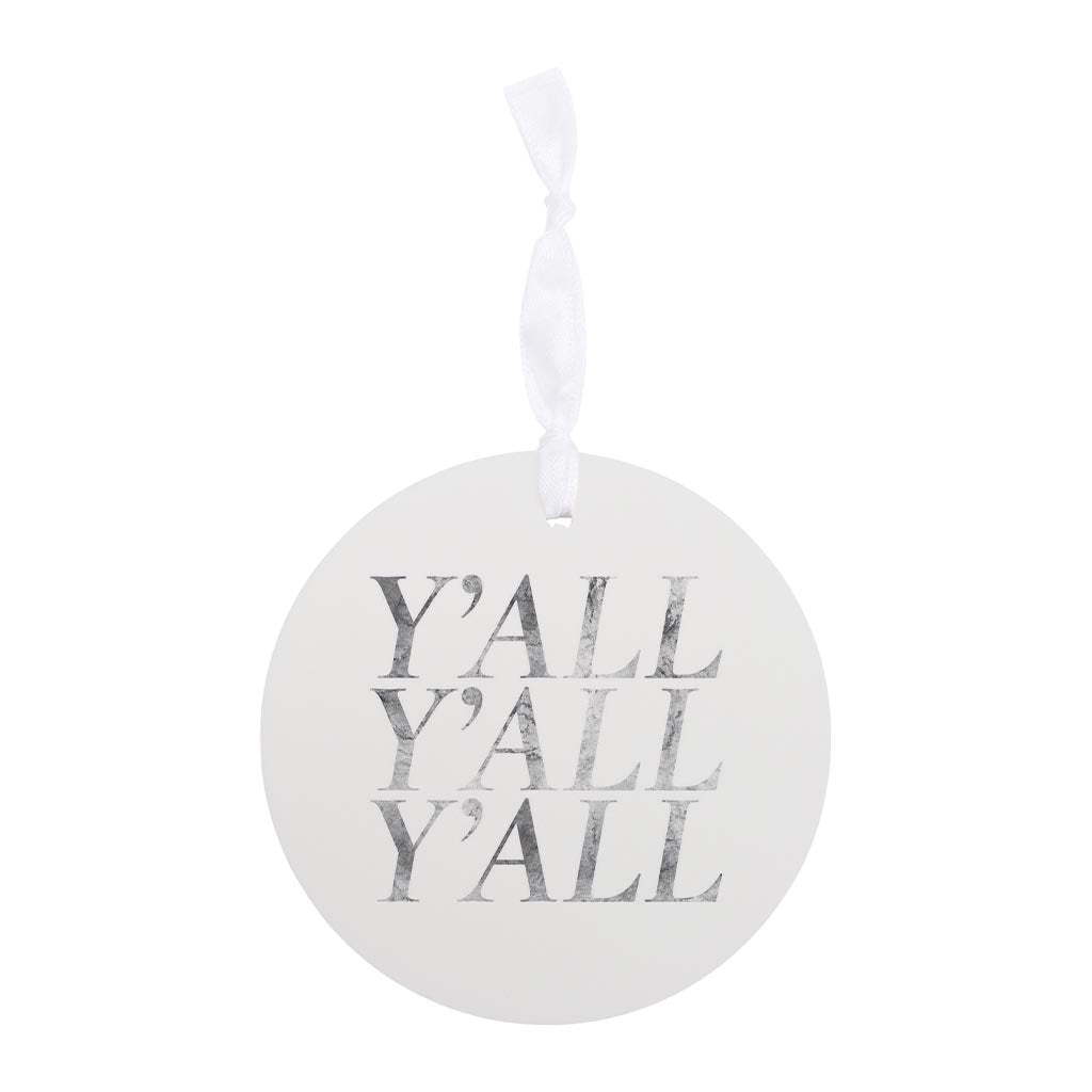Minimalistic B&W Texas Textured Yall | Wood Ornament | Eaches | Min 6