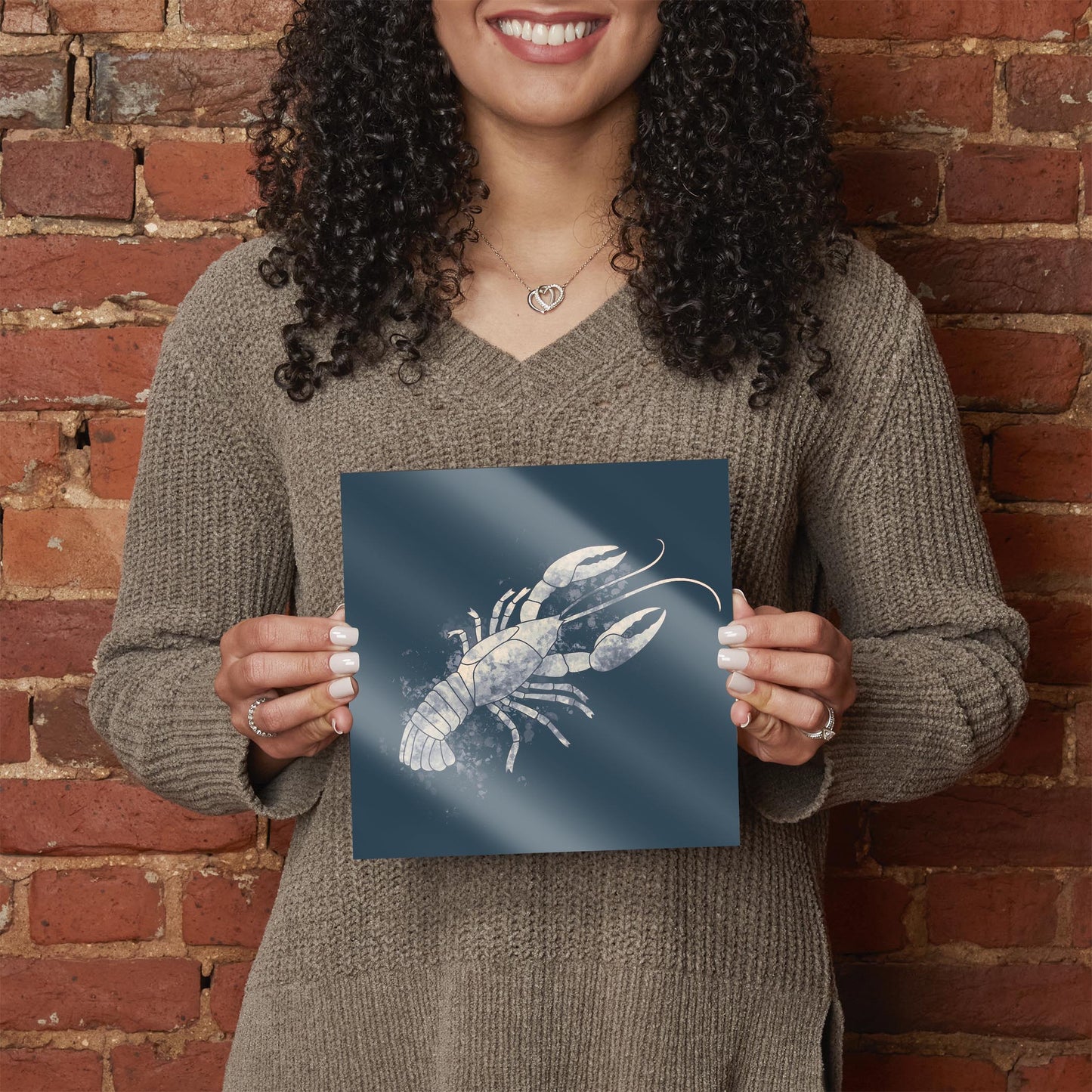 Modern Minimalist Louisiana Crawfish Water Color | Hi-Def Glass Art | Eaches | Min 2