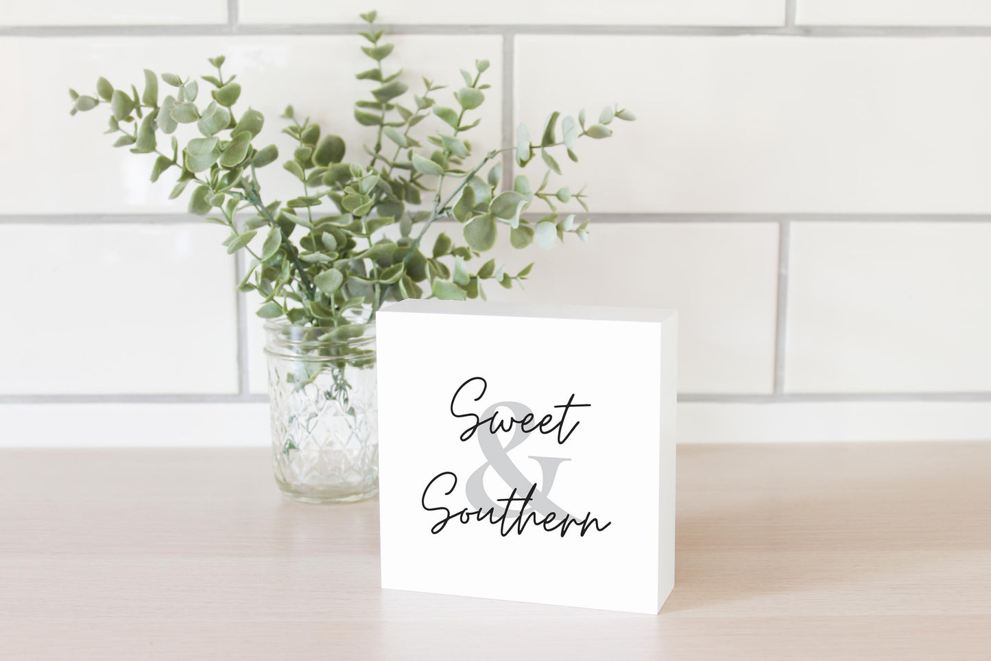 Minimalistic B&W Texas Sweet Southern | Wood Block | Eaches | Min 4