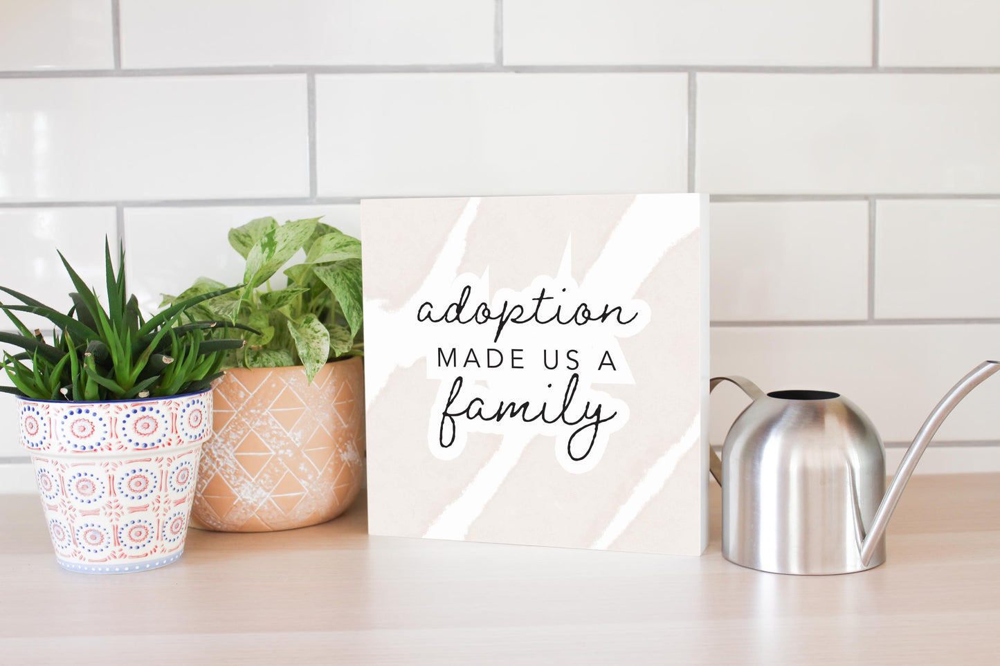 Modern Minimalist Mothers Day Adoption | Wood Block | Eaches | Min 2