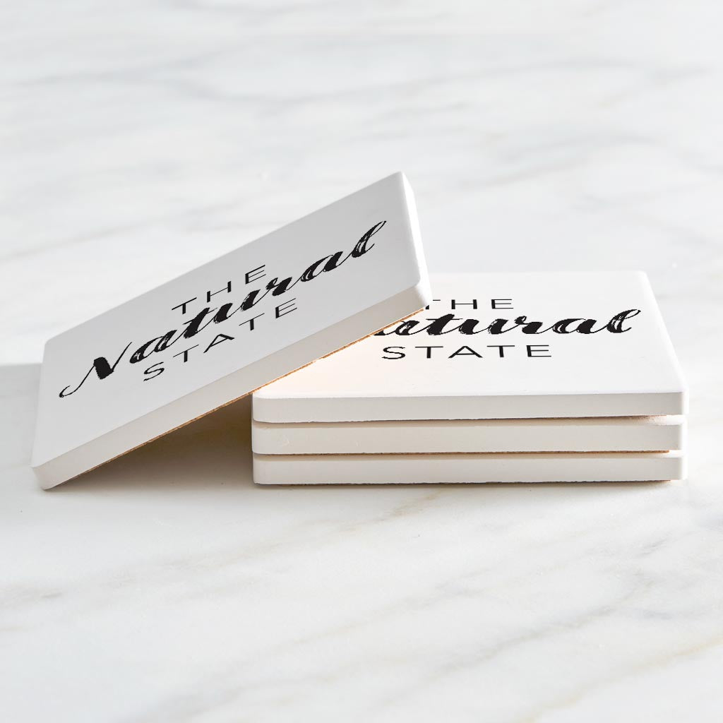 B&W Minimalist Arkansas The Natural State | Absorbent Coasters | Set of 4 | Min 2
