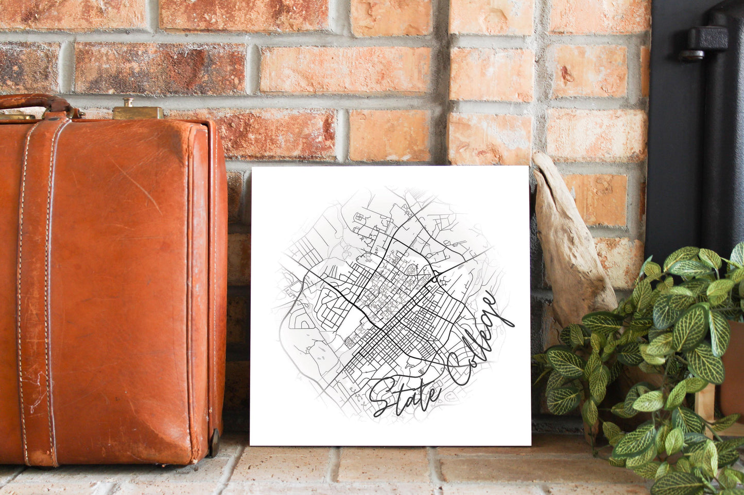 Minimalistic B&W Pennsylvania State College Circle Map | Wood Sign | Eaches | Min 2