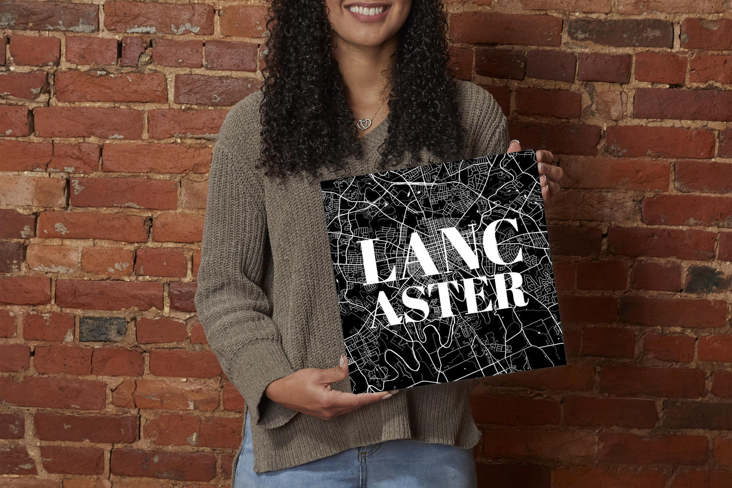 Minimalistic B&W Pennsylvania Lancaster Map | Wood Sign | Eaches | Min 2