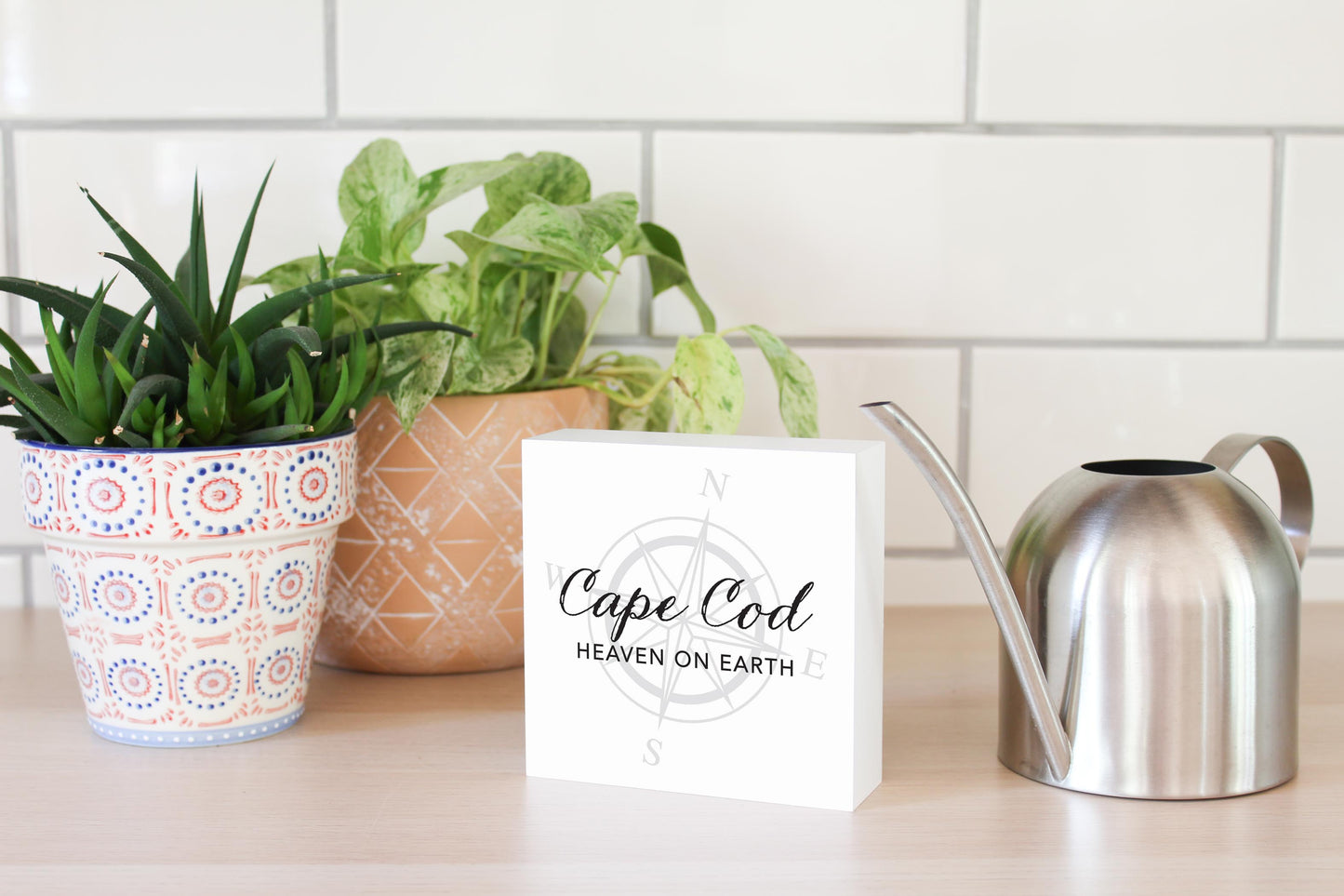 Minimalistic B&W Cape Cod Heaven On Earth | Wood Block | Eaches | Min 4