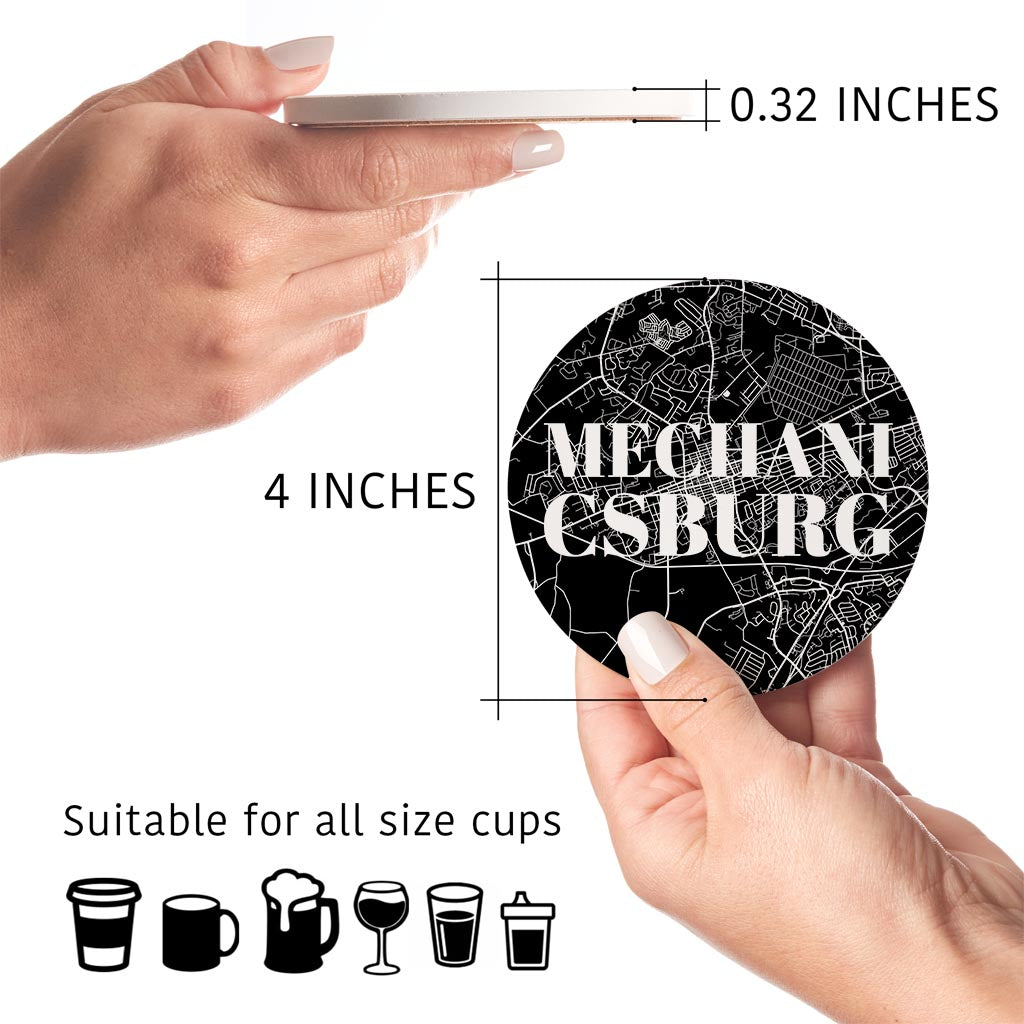 Minimalistic B&W Pennsylvania Mechanicsburg Maps Love| Absorbent Coasters | Set of 4 | Min 2
