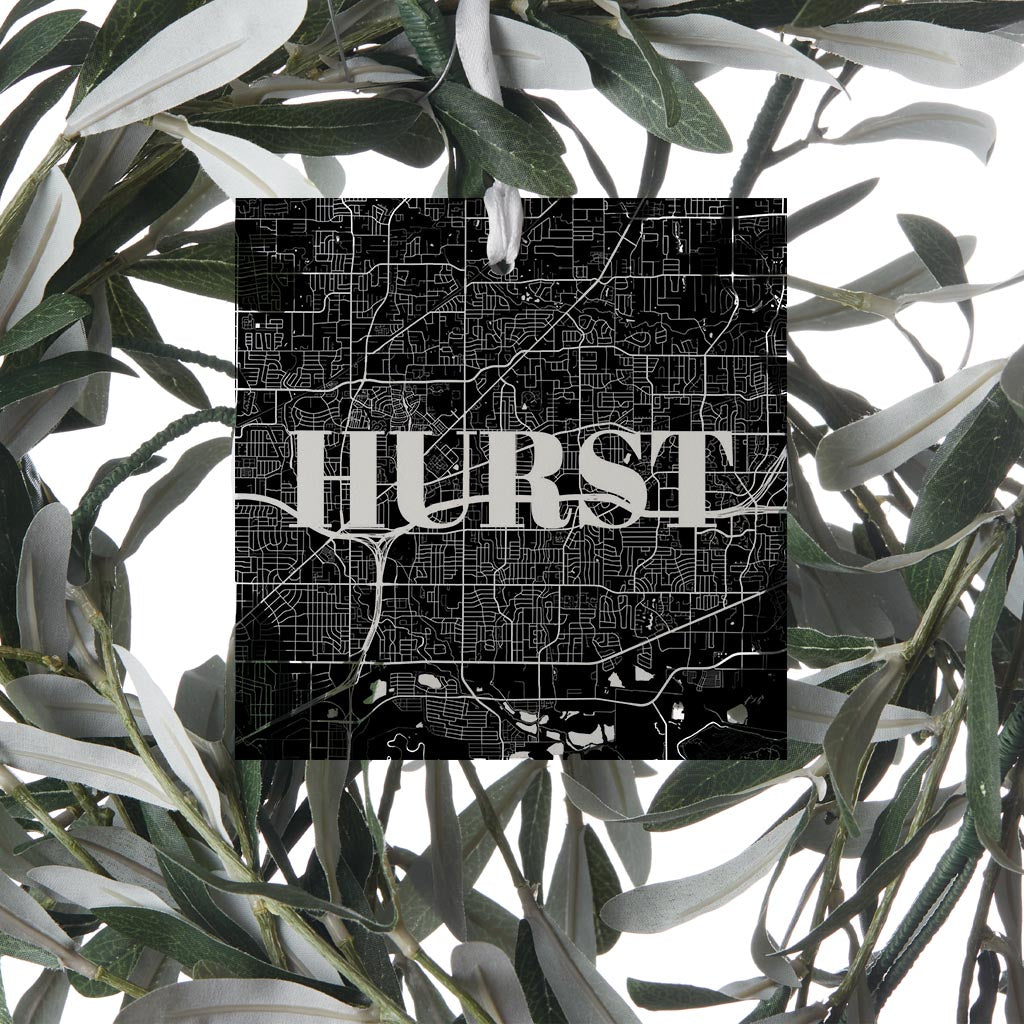 Minimalistic B&W Texas Hurst Map | Wood Ornament | Eaches | Min 6