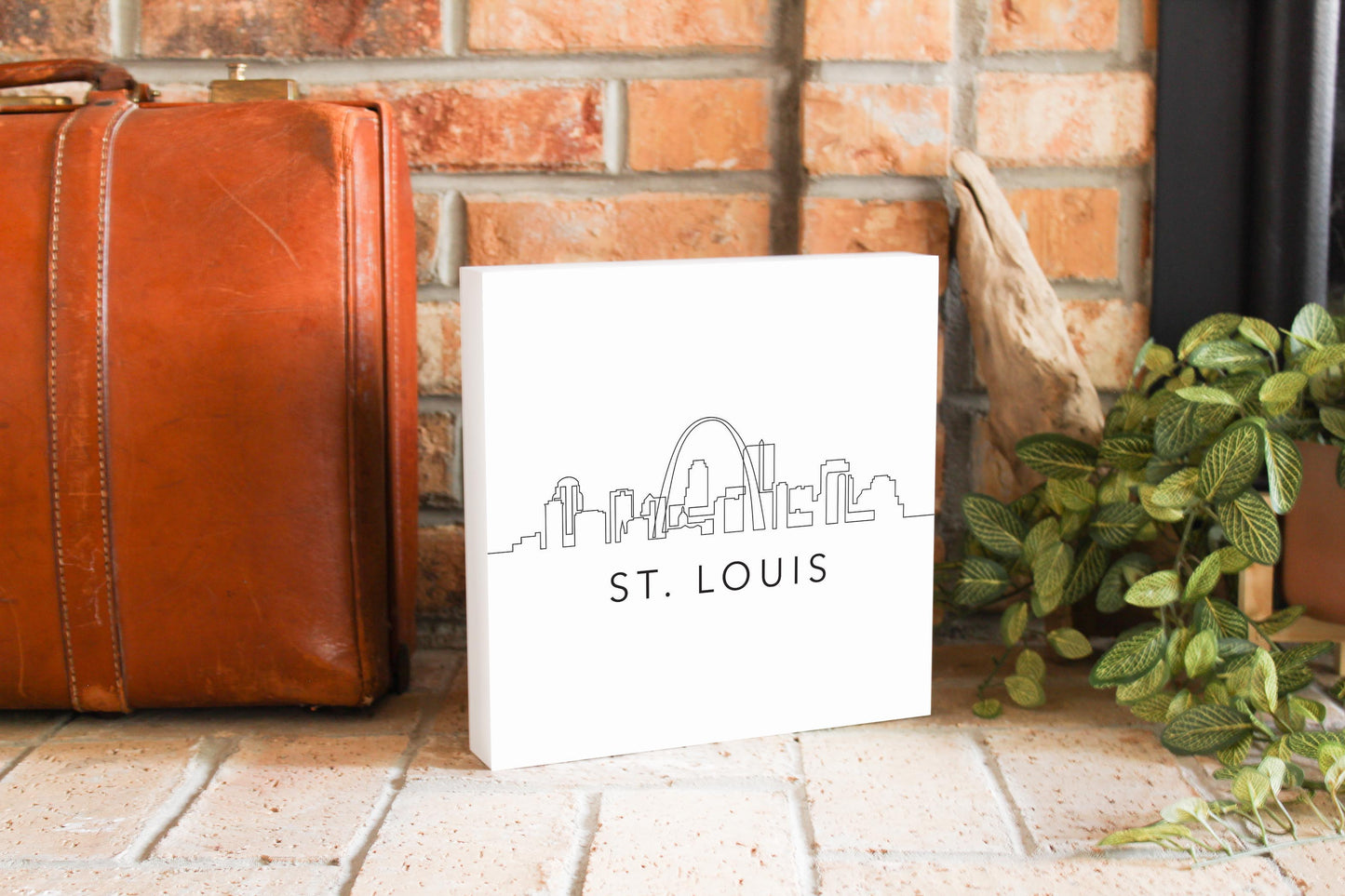 Minimalist B&W Missouri St Louis Skyline | Wood Block | Eaches | Min 2
